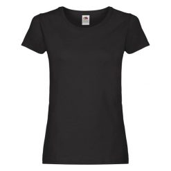 Oryginalna Bawełniana Koszulka Dla Kobiet. Czarne bluzki FRUIT OF THE LOOM, s, bez wzorów, z bawełny, sportowe, bez kołnierzyka, bez ramiączek. Za 33.99 zł.