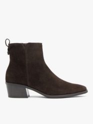 Brązowe welurowe botki. Brązowe botki Ryłko, bez wzorów, ze skóry, bez obcasa, na obcasie, bez zapięcia. Za 549.99 zł.
