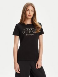 Guess T-Shirt V5YI13 J1314 Czarny Regular Fit. Czarne t-shirty Guess, l, z aplikacjami, z bawełny, bez kołnierzyka, bez ramiączek. Za 179.99 zł.