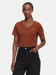 HUGO T-Shirt Classic 50513667 Brązowy Slim Fit. Brązowe t-shirty Hugo, s, bez wzorów, z bawełny, bez kołnierzyka, bez ramiączek. Za 199.99 zł.
