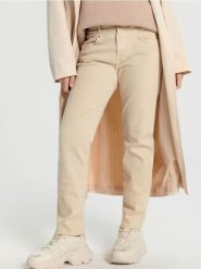 Jeansy straight high waist - kremowy. Białe jeansy Sinsay, l, bez wzorów, z podwyższonym stanem. Za 79.99 zł.