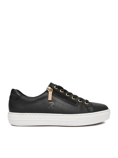 Rieker Sneakersy L59L1-01 Czarny. Czarne trampki Rieker, bez wzorów, ze skóry, bez zapięcia. Za 359.99 zł.