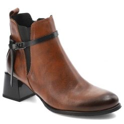 Brązowe Botki Armodo Eleganckie Obuwie Damskie Na Obcasie. Brązowe botki Armodo, bez wzorów, ze skóry, bez obcasa, na obcasie, bez zapięcia. Za 373.99 zł.