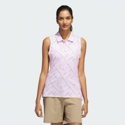 Koszulka Ultimate365 Printed Sleeveless Polo. Czerwone koszulki polo Adidas, m, bez wzorów, bez kołnierzyka, bez ramiączek. Za 279.00 zł.
