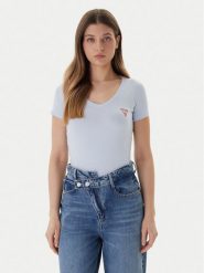 Guess T-Shirt W2YI45 J1314 Błękitny Slim Fit. Niebieskie t-shirty Guess, m, z aplikacjami, z bawełny, bez kołnierzyka, bez ramiączek. Za 129.99 zł.