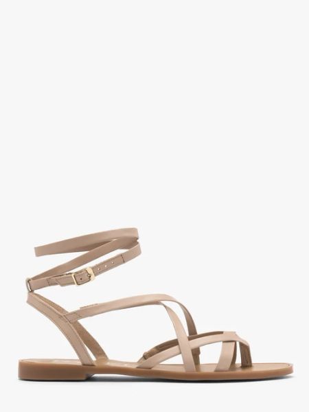 Beżowe sandały typu japonki. Brązowe klapki Ryłko, bez wzorów, z gumy, bez obcasa, bez zapięcia. W wyprzedaży za 169.99 zł.