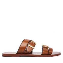 Klapki Polo Ralph Lauren. Brązowe klapki Polo Ralph Lauren, bez wzorów, bez obcasa. Za 1,499.00 zł.