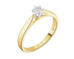 Pierścionek z żółtego i białego złota z brylantem - 0,05 ct - próba 750. Białe pierścionki Apart, z brylantem, złote. Za 2,790.00 zł.