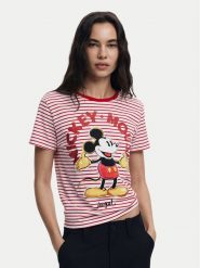 Desigual T-Shirt Mickey 25SWTKAI Czerwony Regular Fit. Czerwone t-shirty Desigual, l, bez wzorów, z bawełny, bez kołnierzyka, bez ramiączek. Za 129.99 zł.