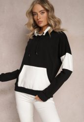 Czarna Bawełniana Bluza z Kapturem i Ściągaczami Adikona. Czarne bluzy Renee, bez wzorów, z bawełny, z kapturem. Za 79.99 zł.
