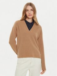 Tommy Hilfiger Sweter WW0WW43101 Beżowy Relaxed Fit. Brązowe swetry TOMMY HILFIGER, s, bez wzorów, z wełny, bez ramiączek. Za 439.99 zł.