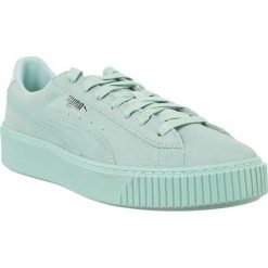 Puma niebieskie Basket Platform Reset W 303. Niebieskie trampki Puma, bez wzorów, bez zapięcia. W wyprzedaży za 329.00 zł.