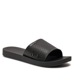 Klapki Ipanema. Czarne klapki Ipanema, bez wzorów, bez obcasa. Za 59.99 zł.
