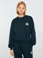 Bluza damska z haftem granatowa fotyna 403. Niebieskie bluzy Big Star, l, bez wzorów, z dzianiny, bez kaptura. Za 199.99 zł.