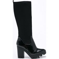 Calvin Klein Jeans - Kozaki Sintra. Czarne kozaki Calvin Klein Jeans, z jeansu, z okrągłym noskiem, bez obcasa, na obcasie, bez zapięcia. W wyprzedaży za 539.90 zł.