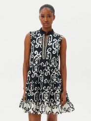 LOLA CASADEMUNT Sukienka letnia LS2516012 Czarny Relaxed Fit. Czarne sukienki LOLA CASADEMUNT, na lato, l, bez wzorów, z bawełny, bez kołnierzyka, bez ramiączek. Za 319.99 zł.