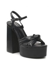 DeeZee Sandały F8914-8 Czarny. Czarne sandały DeeZee, bez wzorów, ze skóry, bez obcasa, na słupku, bez zapięcia. Za 149.99 zł.