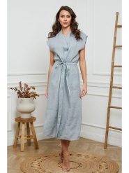 Joséfine Lniana sukienka w kolorze szarym rozmiar: S. Szare sukienki Joséfine, s, bez wzorów, ze lnu, bez kołnierzyka, bez ramiączek, maxi. Za 195.99 zł.