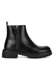 DeeZee Botki WS6116-12 Czarny. Czarne botki DeeZee, bez wzorów, ze skóry, bez obcasa, na płaskiej podeszwie, bez zapięcia. Za 118.99 zł.