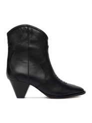 Badura Kowbojki EO-APRIL-25FW217 Czarny. Czarne botki Badura, bez wzorów, ze skóry, bez obcasa, na słupku, bez zapięcia. Za 429.99 zł.
