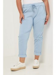 Curvy Lady Spodnie w kolorze błękitnym rozmiar: 40/42. Niebieskie spodnie materiałowe Curvy Lady, bez wzorów, z materiału, z standardowym stanem. Za 149.66 zł.