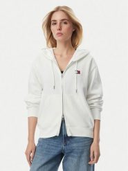 Tommy Jeans Bluza Badge DW0DW23529 Kremowy Regular Fit. Białe bluzy Tommy Jeans, xs, bez wzorów, z bawełny, bez kaptura. Za 381.99 zł.