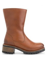 Mysa Skórzane botki "Delphine" w kolorze jasnobrązowym rozmiar: 40. Brązowe botki Mysa, bez wzorów, z materiału, bez obcasa, bez zapięcia. Za 346.18 zł.