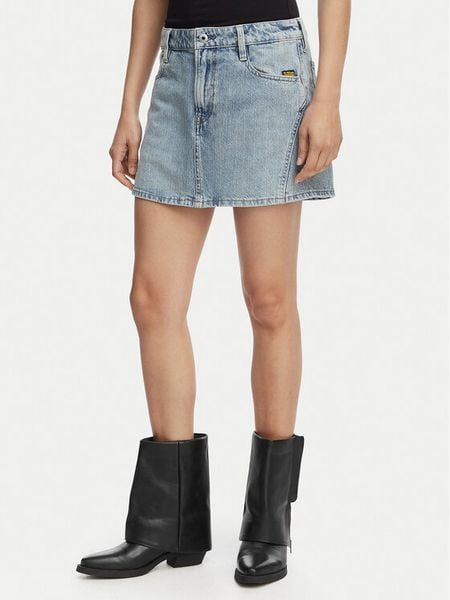 G-Star Raw Spódnica jeansowa Cinch D28409-E352 Niebieski Regular Fit. Niebieskie spódnice G-Star, bez wzorów, z bawełny, retro. Za 246.99 zł.