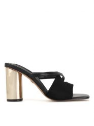 Nine West Klapki WSS21562-01 Czarny. Czarne klapki Nine West, bez wzorów, z materiału, bez obcasa. Za 199.99 zł.