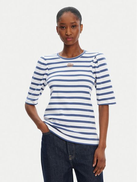 Munthe T-Shirt Parsa 252110025264 Niebieski Regular Fit. Niebieskie t-shirty Munthe, bez wzorów, z bawełny, bez kołnierzyka, bez ramiączek. Za 229.99 zł.