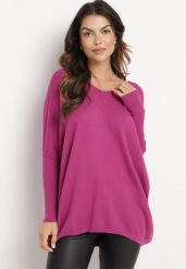 Fioletowa Bluzka z Wiskozą o Nietoperzowym Kroju z Wycięciem na Plecach z Cyrkoniami Vaivenne. Fioletowe bluzki Born2be, m, bez wzorów, z dzianiny, eleganckie, bez kołnierzyka, bez ramiączek. Za 49.99 zł.