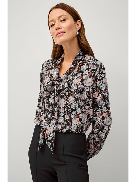 Ellos Bluzka "Olinda" w kolorze błękitno-jasnoróżowo-czarnym rozmiar: 36. Czarne bluzki ellos, bez wzorów, bez kołnierzyka, bez ramiączek. Za 97.28 zł.