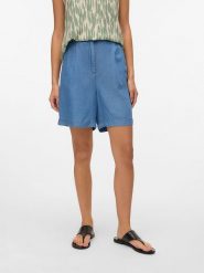 Vero Moda Szorty w kolorze niebieskim rozmiar: XL. Niebieskie szorty Vero Moda, bez wzorów, z lyocellu, z podwyższonym stanem. Za 110.04 zł.