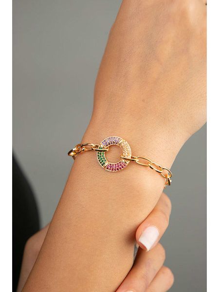 Heliophilia Pozłacana bransoletka z elementem ozdobnym rozmiar: onesize. Żółte bransoletki Heliophilia, z cyrkonią, metalowe. Za 60.73 zł.