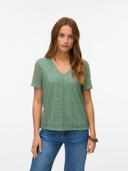 Vero Moda Bluzka w kolorze zielonym rozmiar: XS. Zielone bluzki Vero Moda, xs, bez wzorów, bez kołnierzyka, bez ramiączek. Za 69.99 zł.