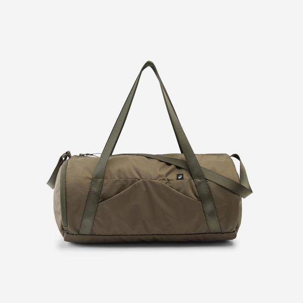 Torba sportowa 20 litrów. Brązowe torby na ramię DECATHLON, bez wzorów, z materiału, eleganckie, na ramię, bez dodatków. Za 59.99 zł.