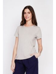 ASSUILI Koszulka w kolorze kremowym rozmiar: 40. Brązowe bluzki Assuili, bez wzorów, bez kołnierzyka, bez ramiączek. Za 56.99 zł.
