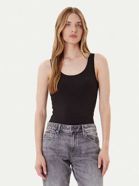 G-Star Raw Top Base D07210-3310 Czarny Slim Fit. Czarne topy G-Star, s, bez wzorów, z bawełny, bez kołnierzyka, bez ramiączek. Za 69.99 zł.