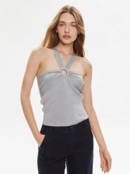 MICHAEL Michael Kors Top MS460W2AFB Srebrny Slim Fit. Szare topy MICHAEL Michael Kors, m, bez wzorów, z wiskozy, bez kołnierzyka, bez ramiączek. Za 439.99 zł.