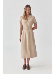 TATUUM Sukienka w kolorze beżowym rozmiar: 40. Brązowe sukienki Tatuum, bez wzorów, z tkaniny, bez kołnierzyka, bez ramiączek, maxi. Za 196.70 zł.