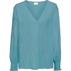 Bluzka z krepy z wiskozy bonprix matowy turkusowy. Zielone bluzki bonprix, bez wzorów, z wiskozy, bez kołnierzyka, bez ramiączek. Za 74.99 zł.