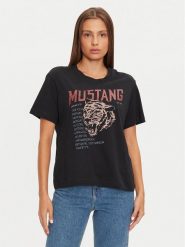 Mustang T-Shirt Floris 1015457 Czarny Relaxed Fit. Czarne t-shirty Mustang, xs, bez wzorów, z bawełny, bez kołnierzyka, bez ramiączek. Za 69.99 zł.