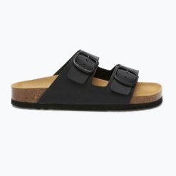 Klapki damskie Scholl Josephine. Czarne klapki Scholl, bez wzorów, z materiału, bez obcasa. Za 209.99 zł.