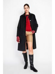 ASSUILI Płaszcz przejściowy w kolorze czarnym rozmiar: 42. Czarne płaszcze Assuili, bez wzorów, z wełny, bez kaptura. Za 434.99 zł.