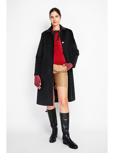 ASSUILI Płaszcz przejściowy w kolorze czarnym rozmiar: 36. Czarne płaszcze Assuili, bez wzorów, z wełny, bez kaptura. Za 434.99 zł.