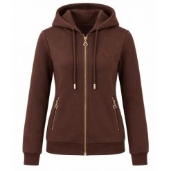 Bluza jeździecka damska Camille JD Attack. Brązowe bluzy JD ATTACK, na jesień, s, bez wzorów, z bawełny, z kapturem. Za 229.99 zł.
