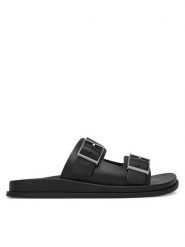Calvin Klein Klapki City Sandal Buckle Lth HW0HW02885 Czarny. Czarne klapki Calvin Klein, bez wzorów, ze skóry, bez obcasa. Za 529.99 zł.