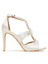 DeeZee Sandały F2158-3 Biały. Białe sandały DeeZee, bez wzorów, z materiału, bez obcasa, na szpilce, bez zapięcia. Za 149.99 zł.