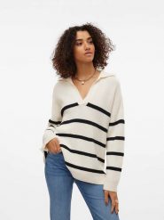 Vero Moda Sweter "Luna" w kolorze czarno-białym rozmiar: XS. Czarne swetry Vero Moda, xs, bez wzorów, ze splotem, bez ramiączek. Za 105.95 zł.