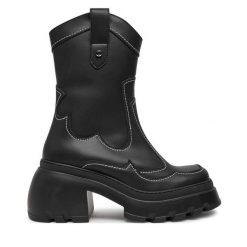 Botki Altercore. Czarne botki Altercore, bez wzorów, bez obcasa, na słupku, bez zapięcia. Za 799.99 zł.